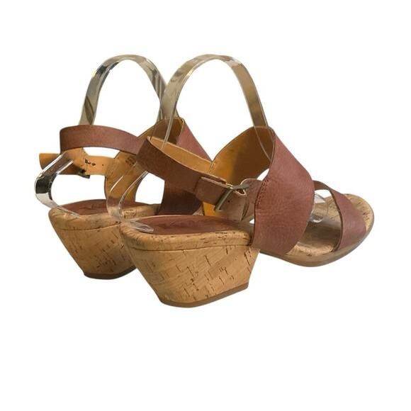Kork Ease Sandals Minihan Tan Pebble Leather Womens Size 8M Cork Wedge Comfy - Picture 2 of 14